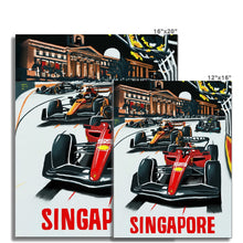 Load image into Gallery viewer, Singapore Grand Prix - Ferrari, Sainz, McLaren, Norris, - Formula 1 Art Print - F1 Fine Art Print