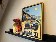 Load image into Gallery viewer, Framed McLaren X Gulf Monaco Livery - Formula 1 Framed Premium Floating Canvas Art Print - F1