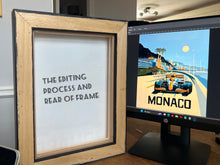 Load image into Gallery viewer, Framed McLaren X Gulf Monaco Livery - Formula 1 Framed Premium Floating Canvas Art Print - F1