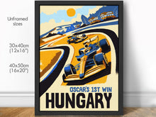 Load image into Gallery viewer, Hungary 2024 - Oscar Piastri's First Win - Formula 1 Art Print - F1 Fine Art Print
