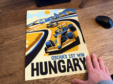 Load image into Gallery viewer, Hungary 2024 - Oscar Piastri's First Win - Formula 1 Art Print - F1 Fine Art Print

