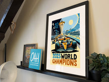Load image into Gallery viewer, McLaren World Champions 2025 - Lando Norris - Oscar Piastri - Formula 1 Art Print - F1 Fine Art Print
