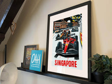 Load image into Gallery viewer, Singapore Grand Prix - Ferrari, Sainz, McLaren, Norris, - Formula 1 Art Print - F1 Fine Art Print
