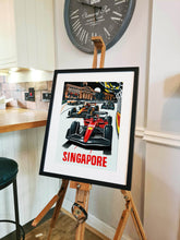 Load image into Gallery viewer, Singapore Grand Prix - Ferrari, Sainz, McLaren, Norris, - Formula 1 Art Print - F1 Fine Art Print
