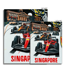Load image into Gallery viewer, Singapore Grand Prix - Ferrari, Sainz, McLaren, Norris, - Formula 1 Art Print - F1 Fine Art Print
