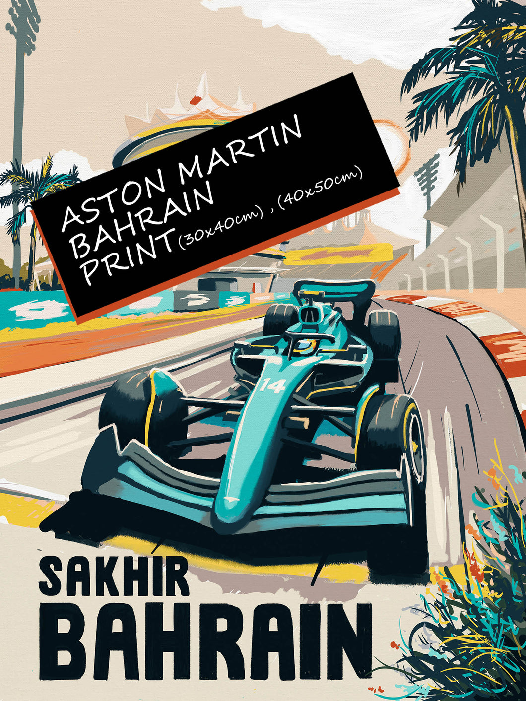 Fernando Alonso Aston Martin Bahrain - Formula 1 Fine Art Print