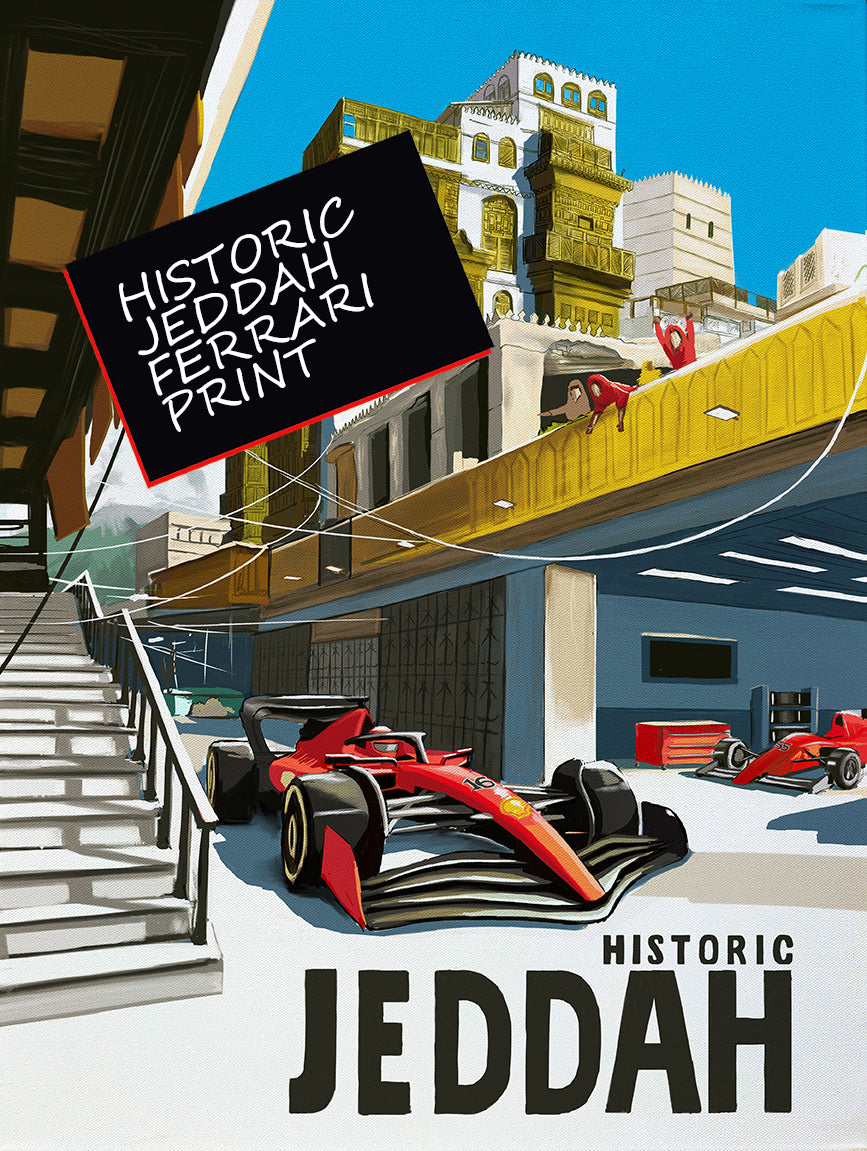 Historic Jeddah, Ferrari 2023  Featuring Charles Leclerc and Carlos Sainz - Formula 1 Fine Art Print