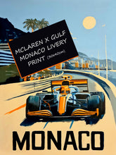 Load image into Gallery viewer, McLaren X Gulf Monaco Livery - Formula 1 Fine Art Print
